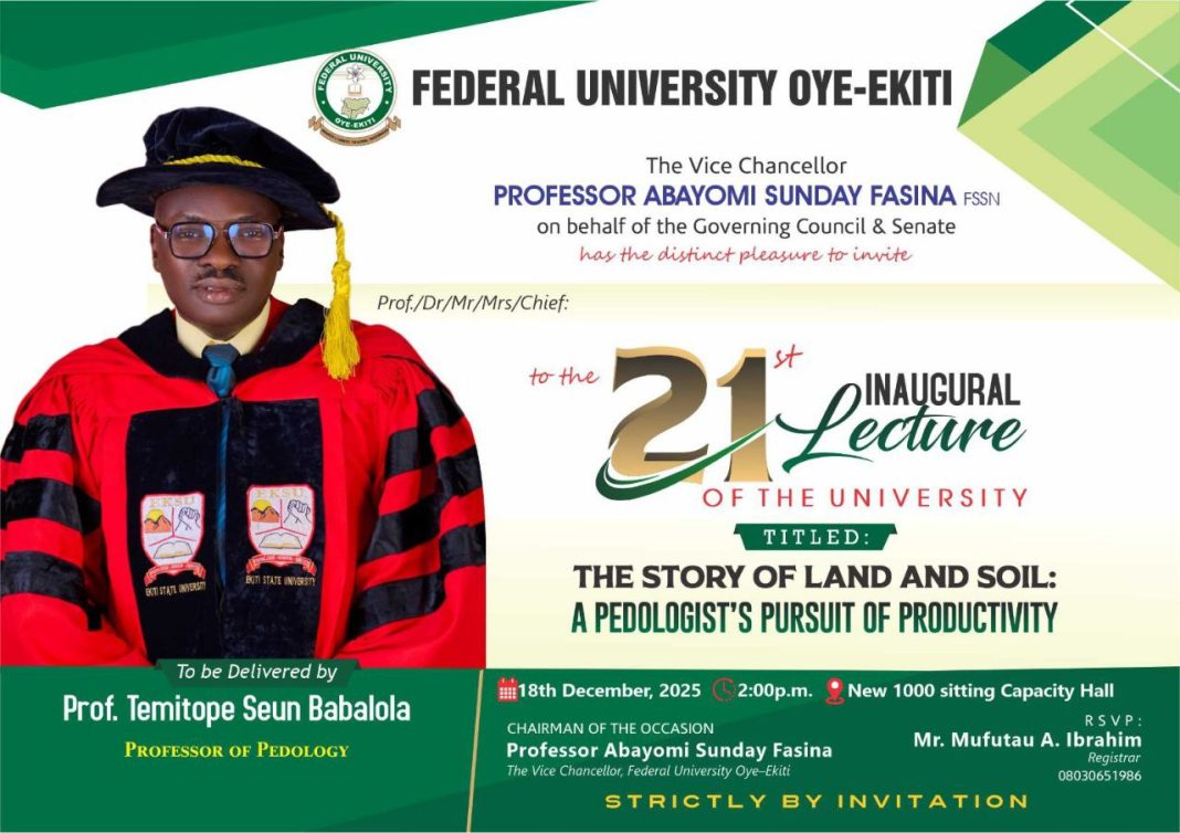 FUOYE Holds 21st Inaugural Lecture on “The Story of Land and Soil”